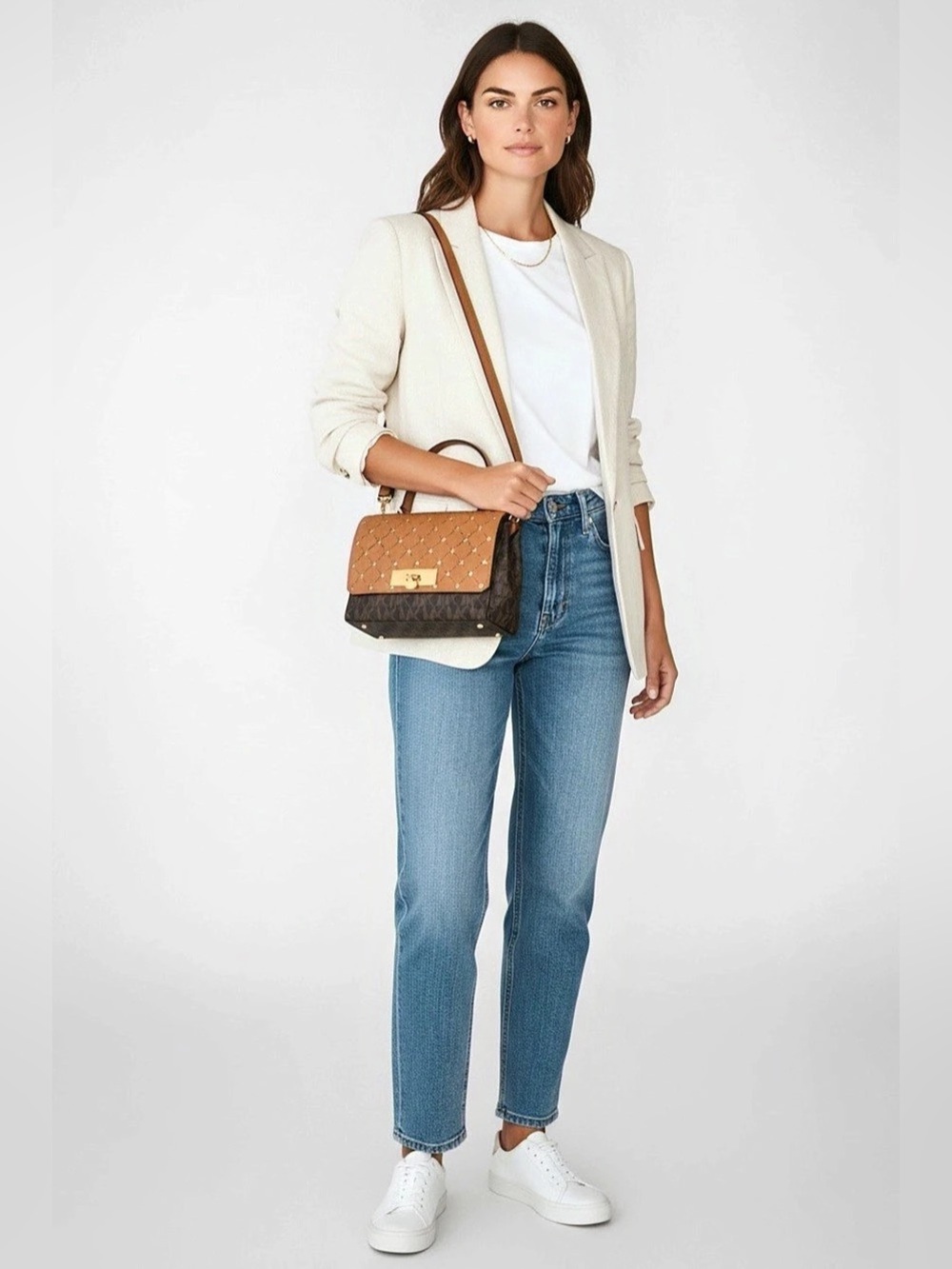 Michael Kors Perforated Hamilton Satchel Brown & Black Shoulder Bag